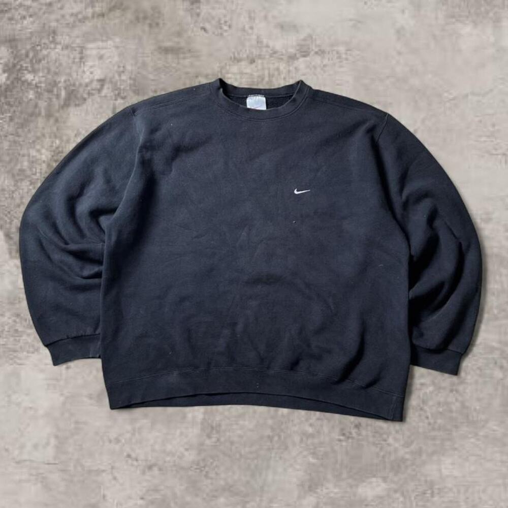 Nike Center Swoosh 1990s Black Weave Crewneck Sweatshirt sz us XL Vintage